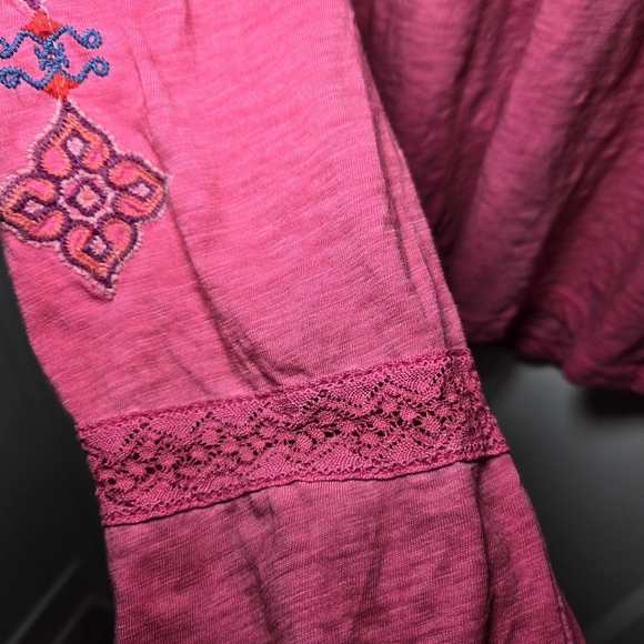 Sundance Women's Embroidered Puff Sleeve Blouse Size S Hippie Bohemian Pink - Picture 7 of 12